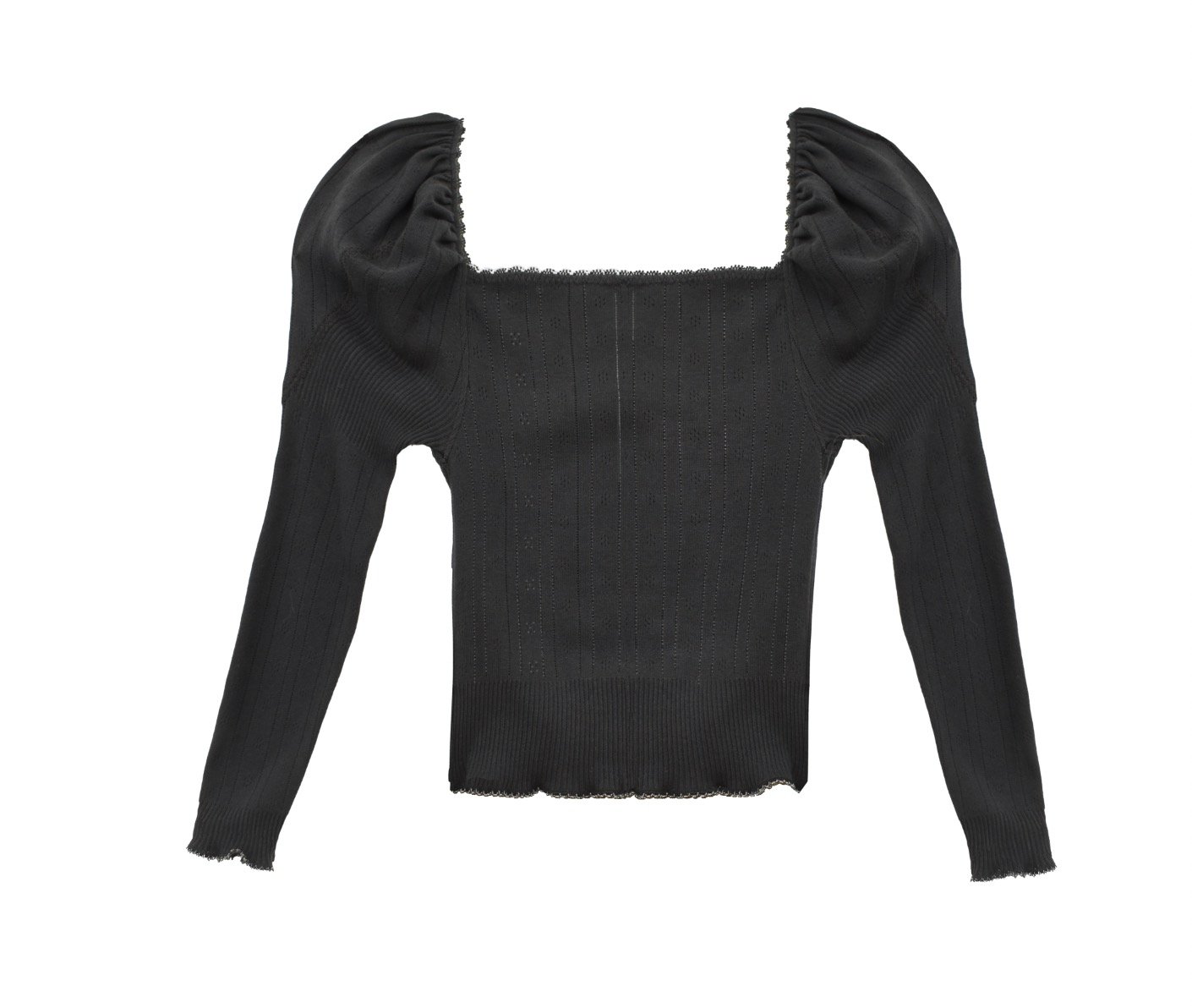 Juliette Puff Sleeve Pointelle Square neck L/S — Pretties